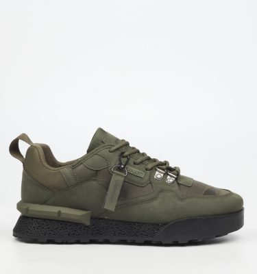Play 19 Nylon / Faux Wax Sneakers - Olive