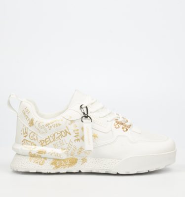 Play 1 Print Sneakers - Gold White