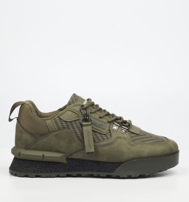 Play 3 Faux Nubuck / Print Sneakers - Olive